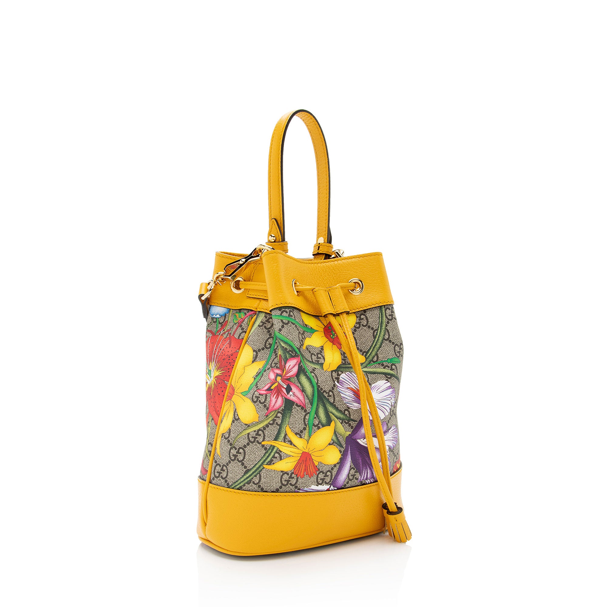 Gucci GG Supreme Flora Ophidia Small Bucket Bag (SHF-Hh7gjf)