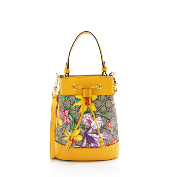 Gucci GG Supreme Flora Ophidia Small Bucket Bag (SHF-xrAn0H)