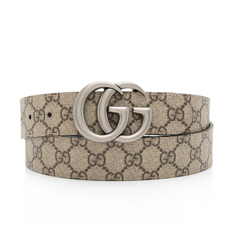 GG Supreme Beige Belt With Silver G Buckle