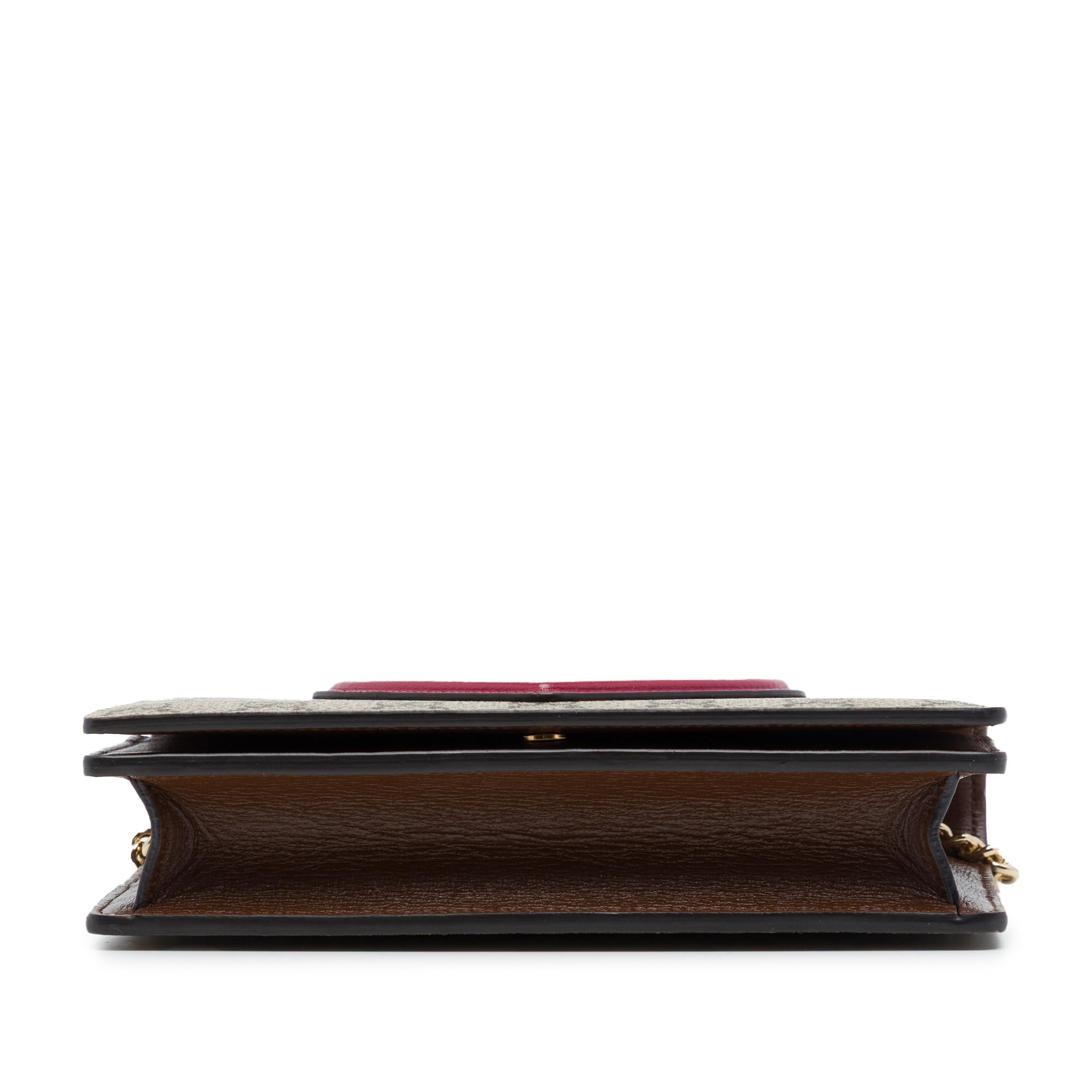 Gucci GG Supreme Heart Embellished Wallet on Chain