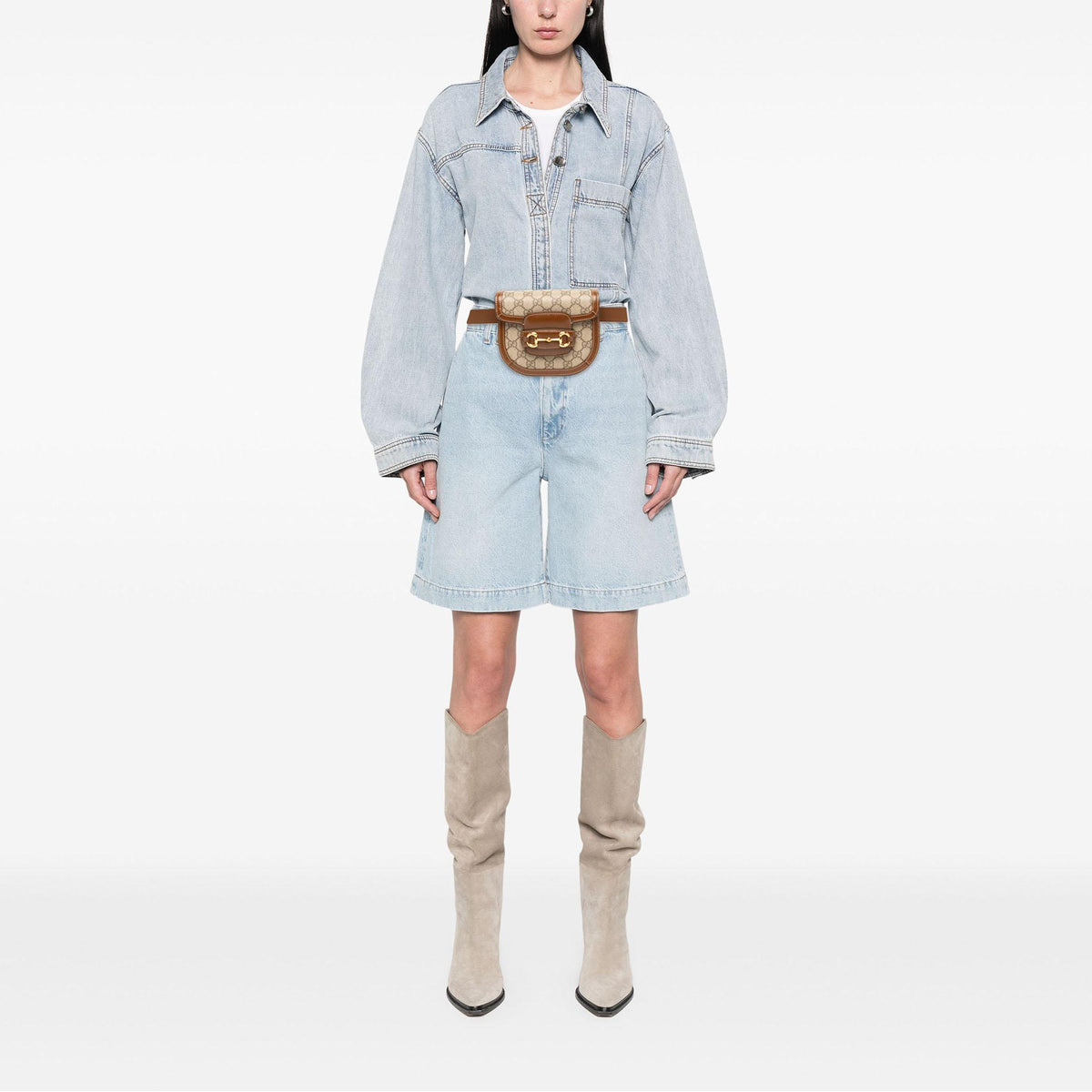 Gucci GG Supreme Horsebit 1955 Rounded Belt Bag