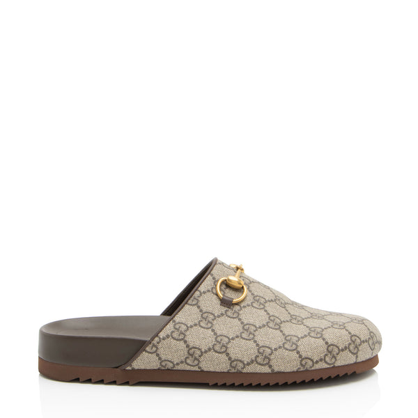 Gucci GG Supreme Horsebit Mules - Size 9.5 / 39.5