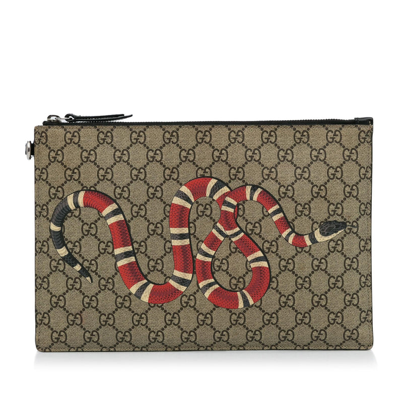 Gucci GG Supreme Kingsnake Clutch Bag SHG qHejCL LuxeDH