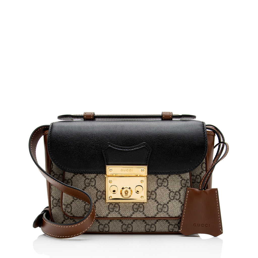 Gucci GG Supreme Leather Padlock Mini Crossbody Bag SHF xCSti7