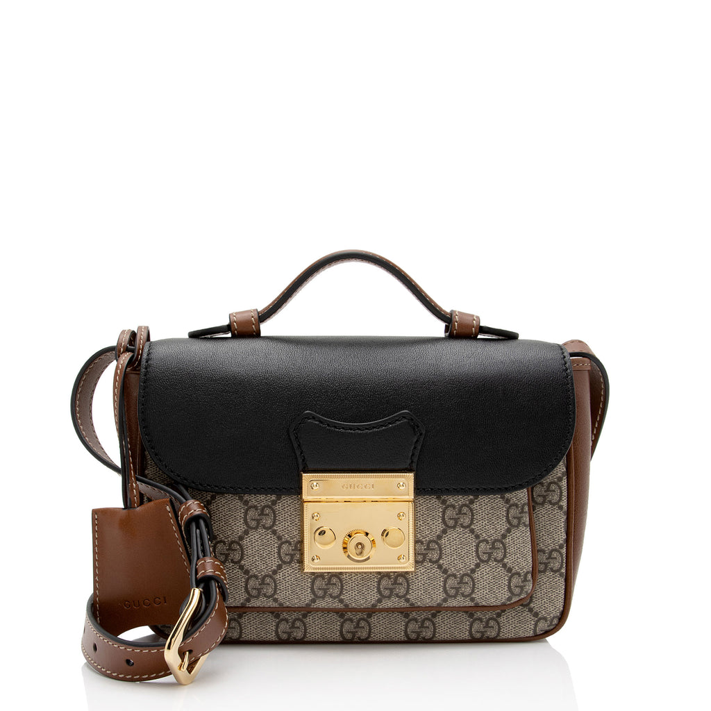 Gucci Beige/Brown GG Supreme Canvas and Leather Clasp Crossbody
