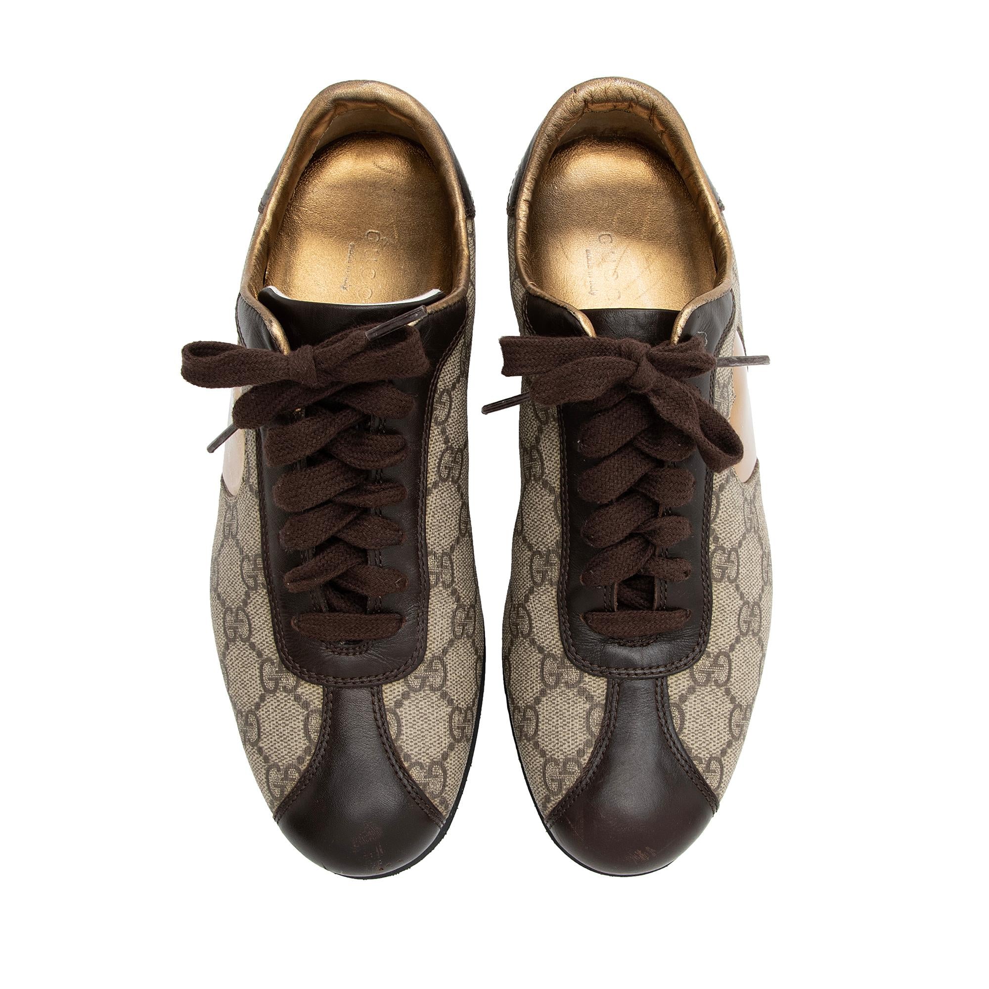 Gucci GG Supreme Metallic Leather Heart Low Top Sneakers - Size 7 / 37 (SHF-stMqMI)