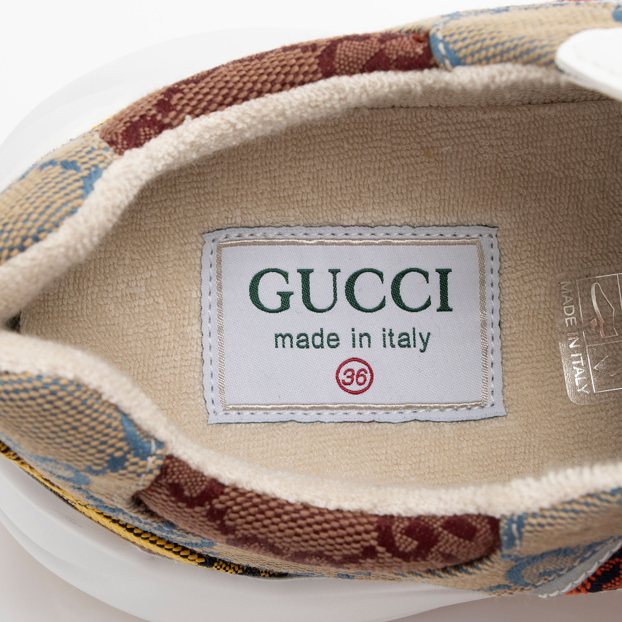 Gucci GG Supreme Mixed Fabric Rhyton Sneakers - Size 6 / 36 (SHF-M6SFO