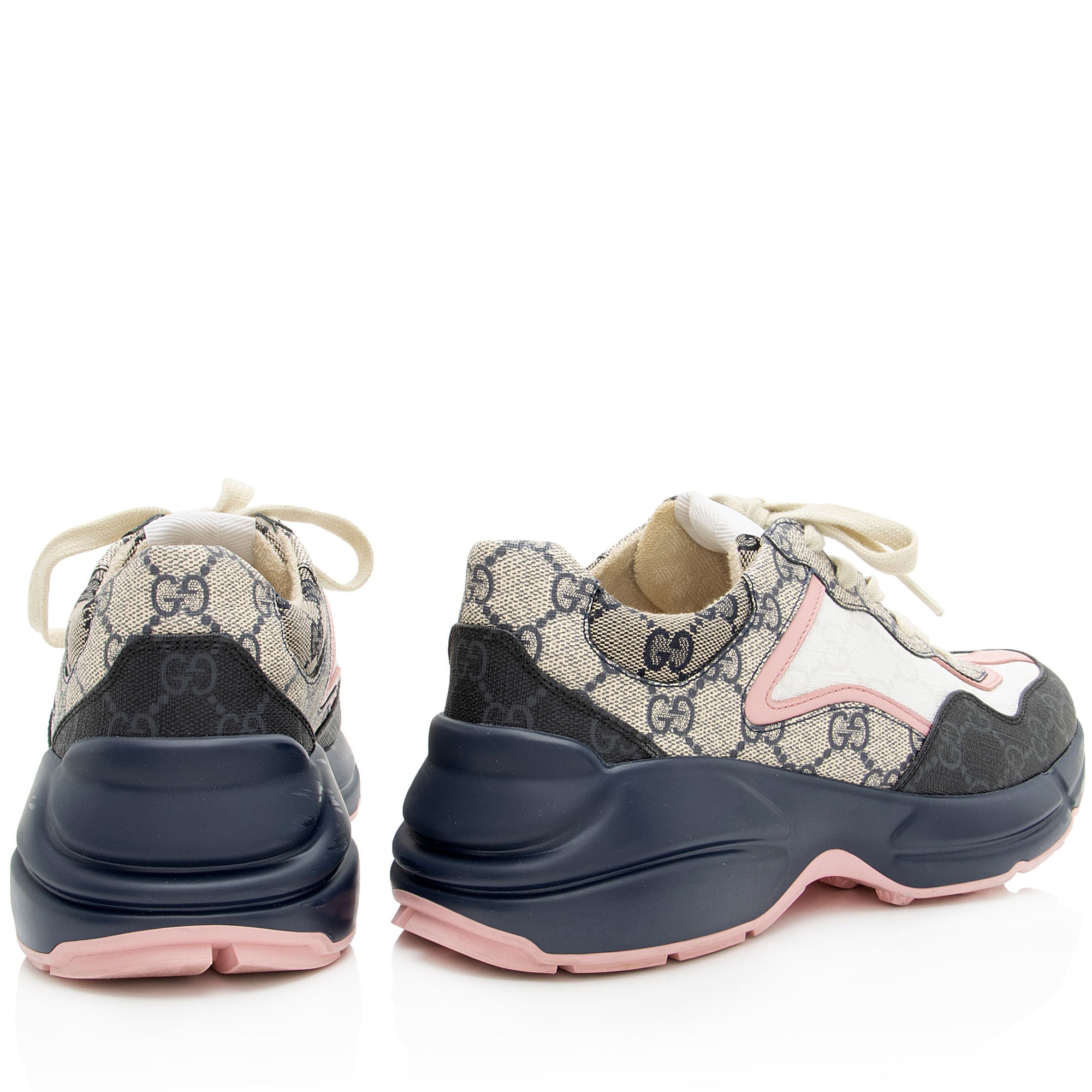 Gucci GG Supreme Mixed Fabric Rhyton Sneakers - Size 7.5 / 37.5
