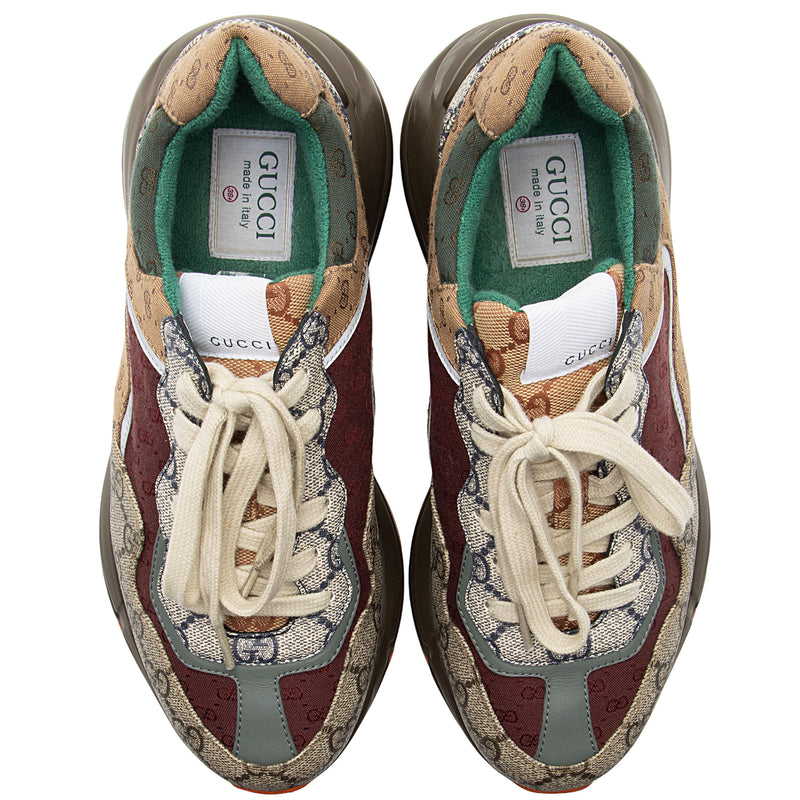 Gucci GG Supreme Mixed Fabric Rhyton Sneakers - Size 8.5 / 38.5 (SHF-QYXqpI)