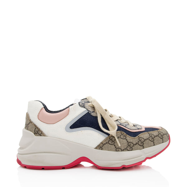 Gucci GG Supreme Mixed Fabric Rhyton Sneakers - Size 8.5 / 38.5 (SHF-P