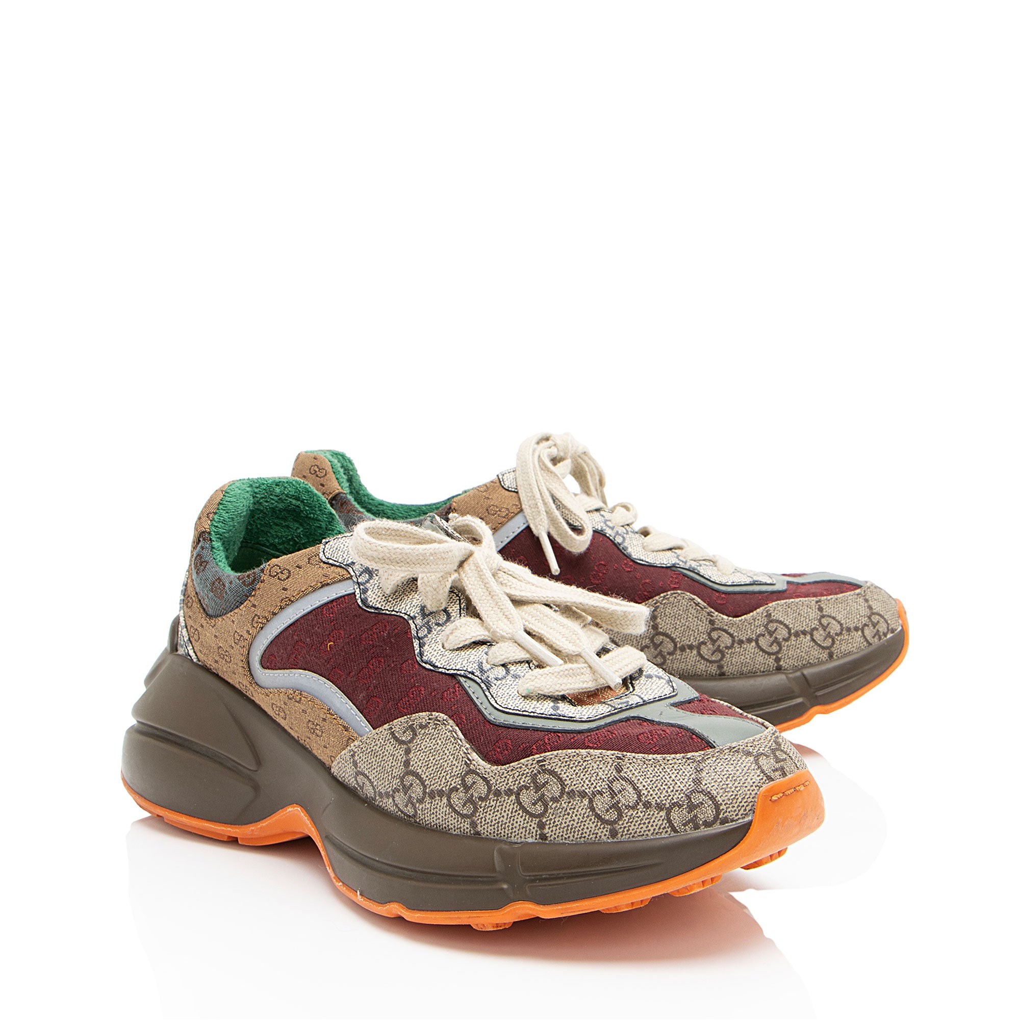 Gucci GG Supreme Mixed Fabric Rhyton Sneakers - Size 9 / 39 - FINAL SA