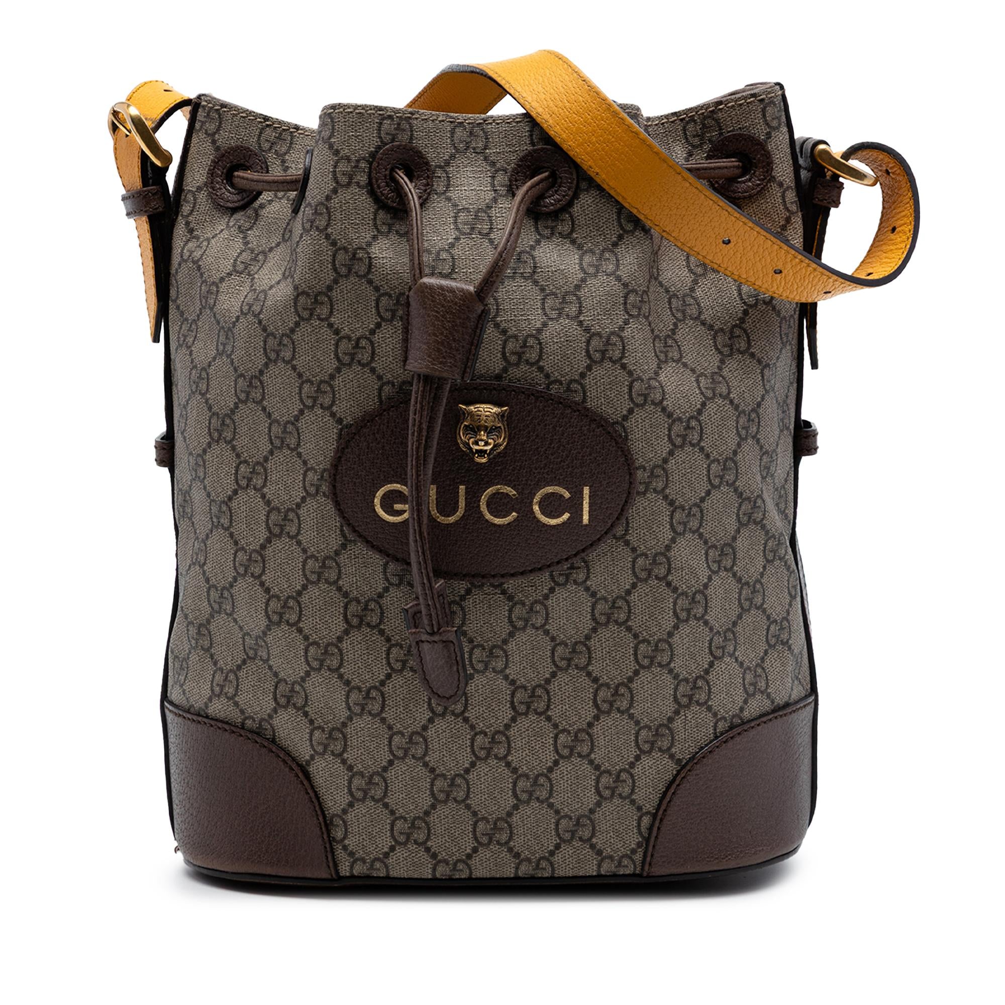 Gucci GG Supreme Neo Vintage Drawstring Bucket Bag