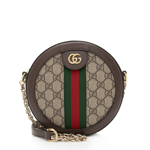Gucci GG Supreme Ophidia Round Mini Shoulder Bag (SHF-qGCul6)