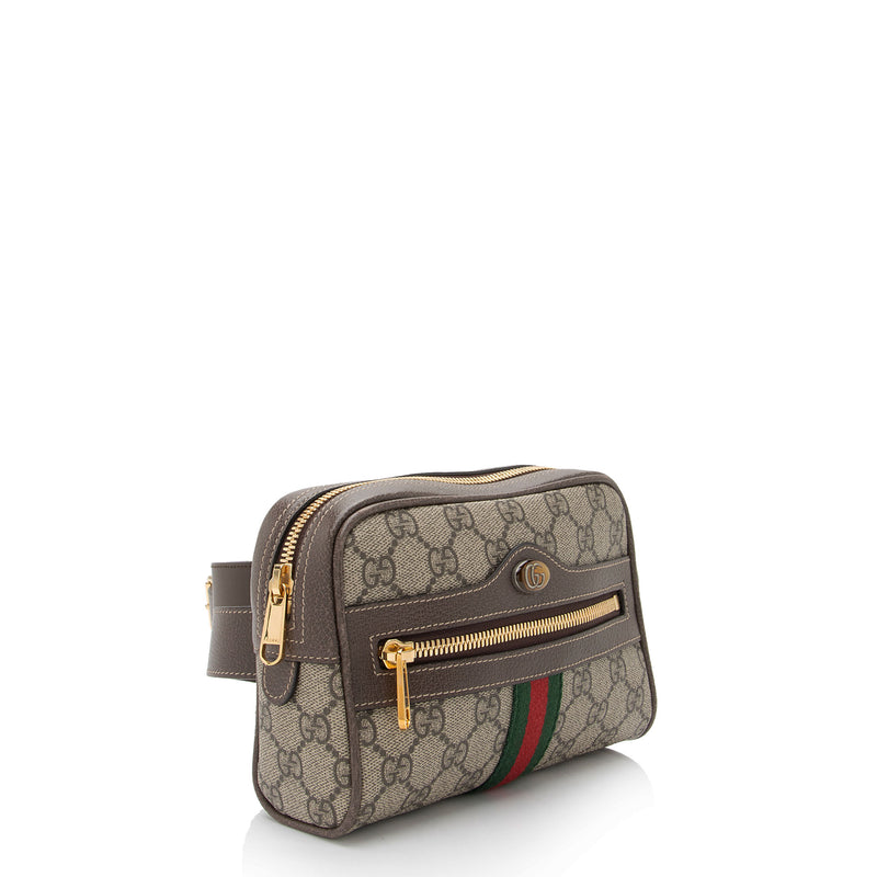 Ophidia GG small belt bag in grey and black Supreme