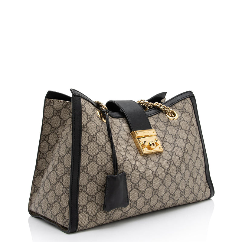 Gucci GG Supreme Padlock Chain Medium Shoulder Bag (SHF-23565)