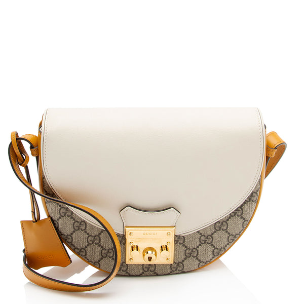Gucci GG Supreme Padlock Saddle Small Shoulder Bag (SHF-VMEURh)