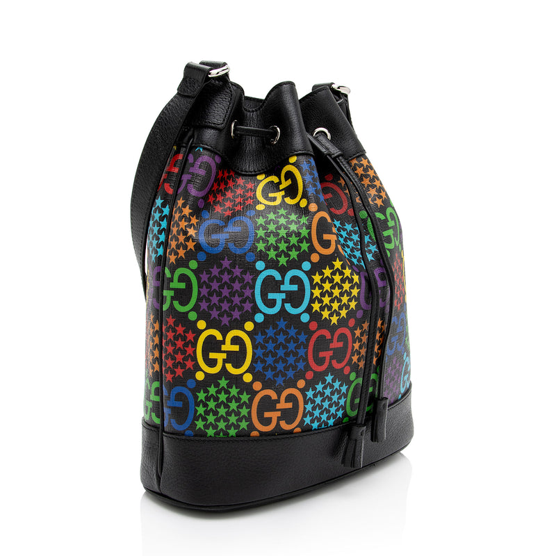 GUCCI GG Psychedelic Leather Bucket Shoulder Bag Multicolor 598149