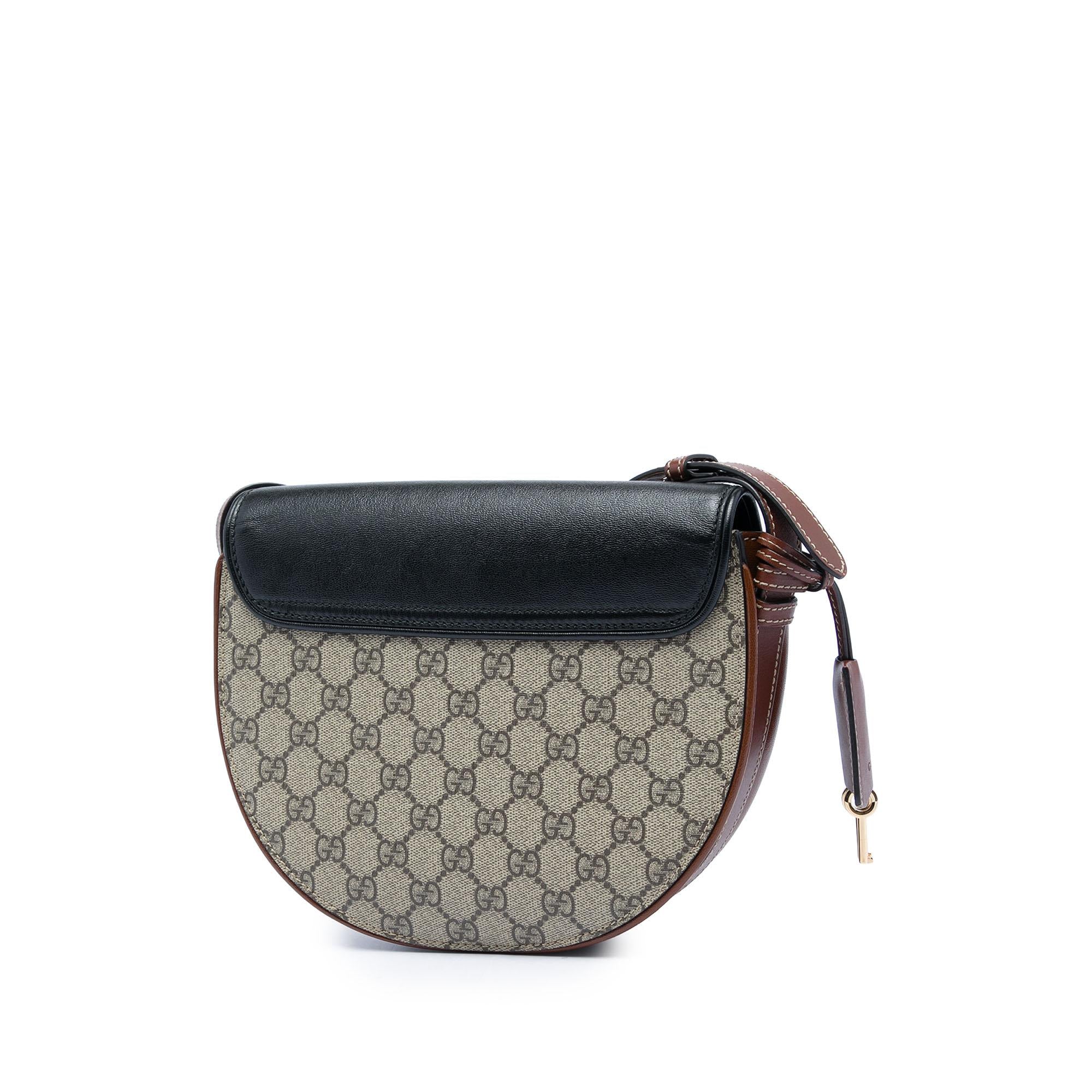 Gucci GG Supreme Saddle Padlock Crossbody