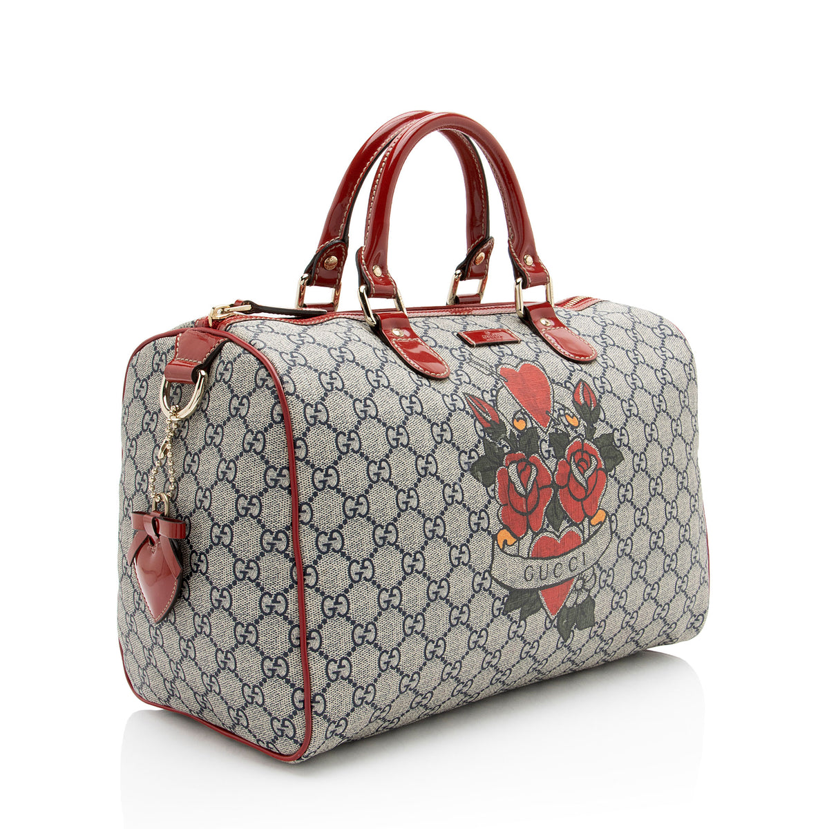 Gucci GG Supreme Tattoo Heart Medium Boston Bag