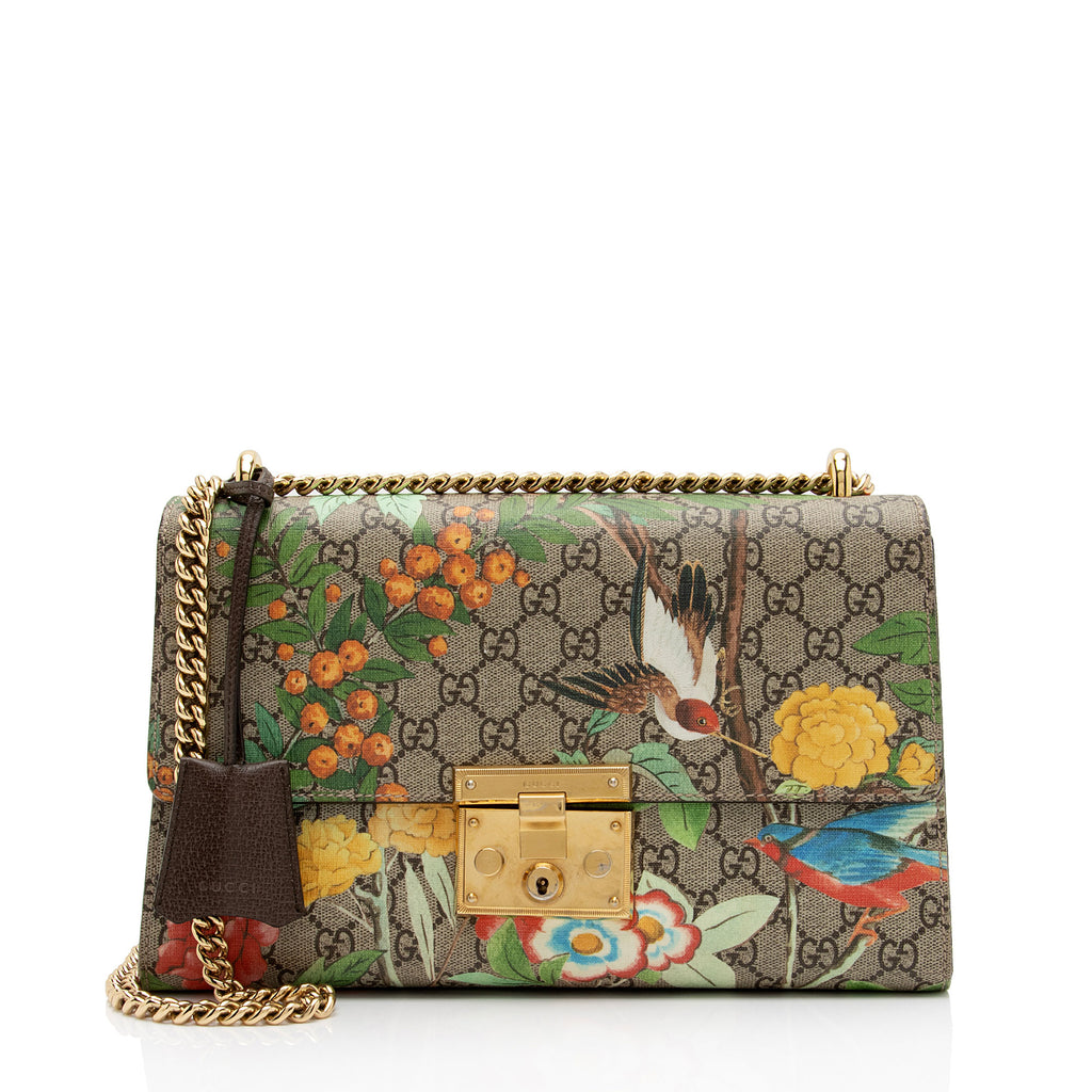 Gucci GG Supreme Tian Padlock Shoulder Bag SHF DYWYrW LuxeDH