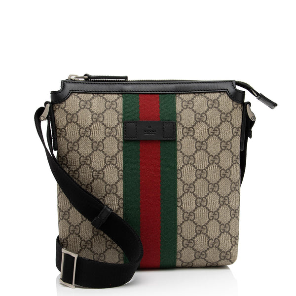 Gucci GG Supreme Web Flat Messenger Bag (SHF-MJH9wS)