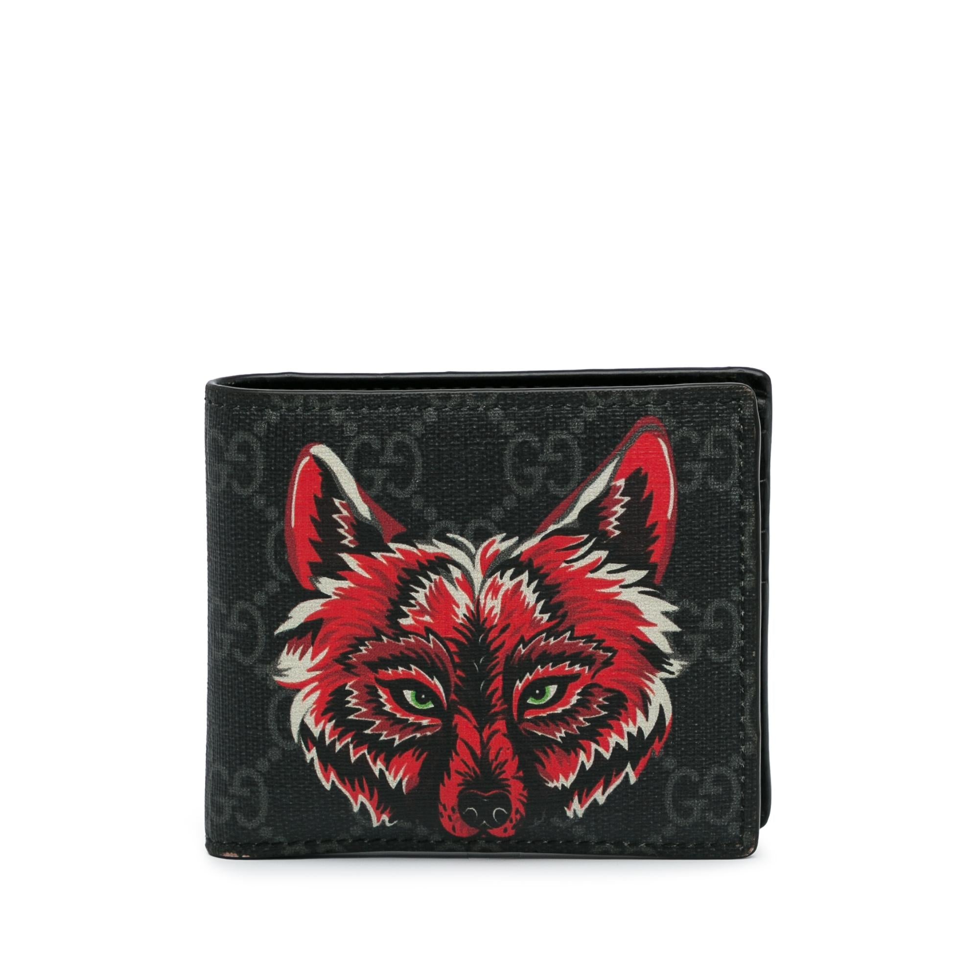 Gucci GG Supreme Wolf Bifold Small Wallet (SHG-lPIwDq)