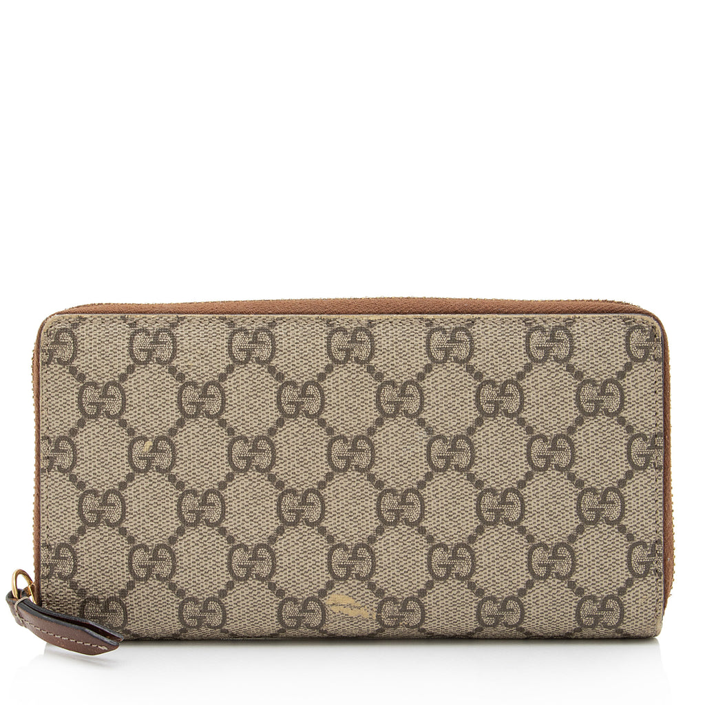 Gucci GG Supreme zip around wallet  Zip around wallet, Real leather wallet,  Bags