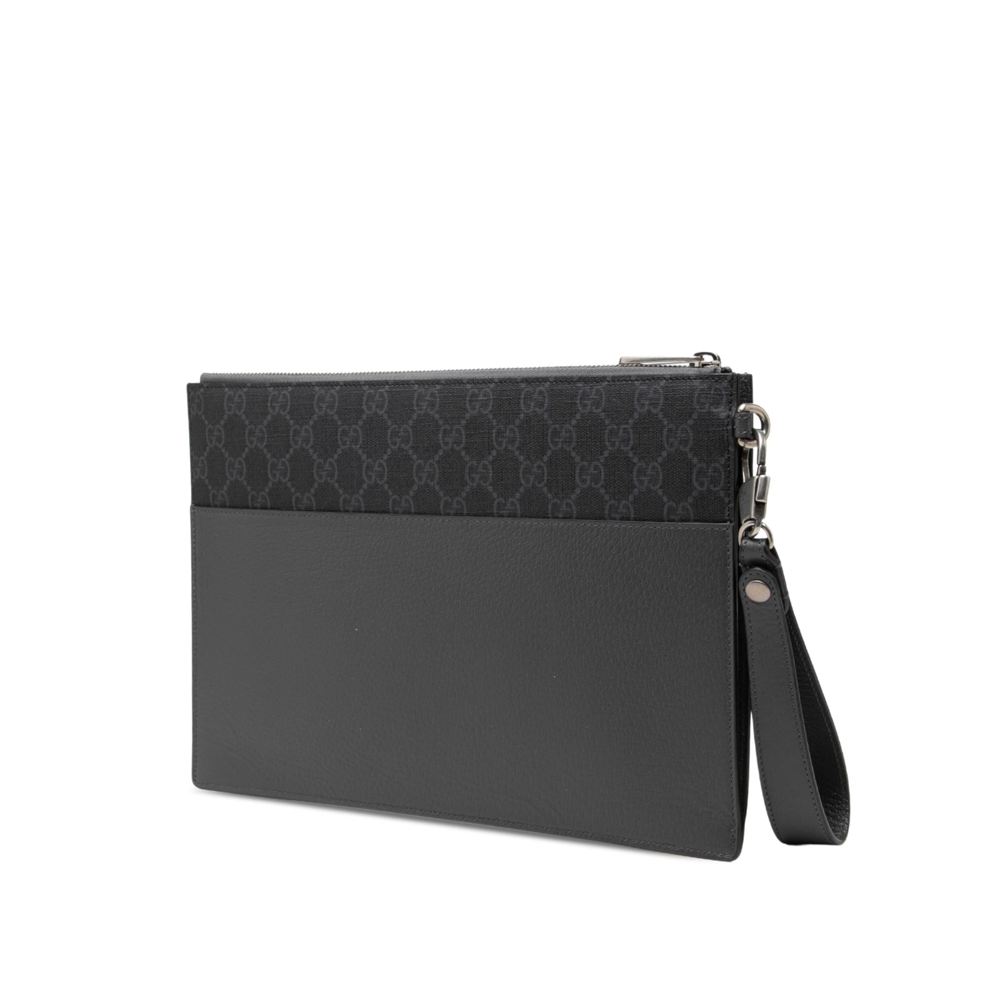Gucci GG Supreme and Calfskin Cut Out Interlocking G Clutch