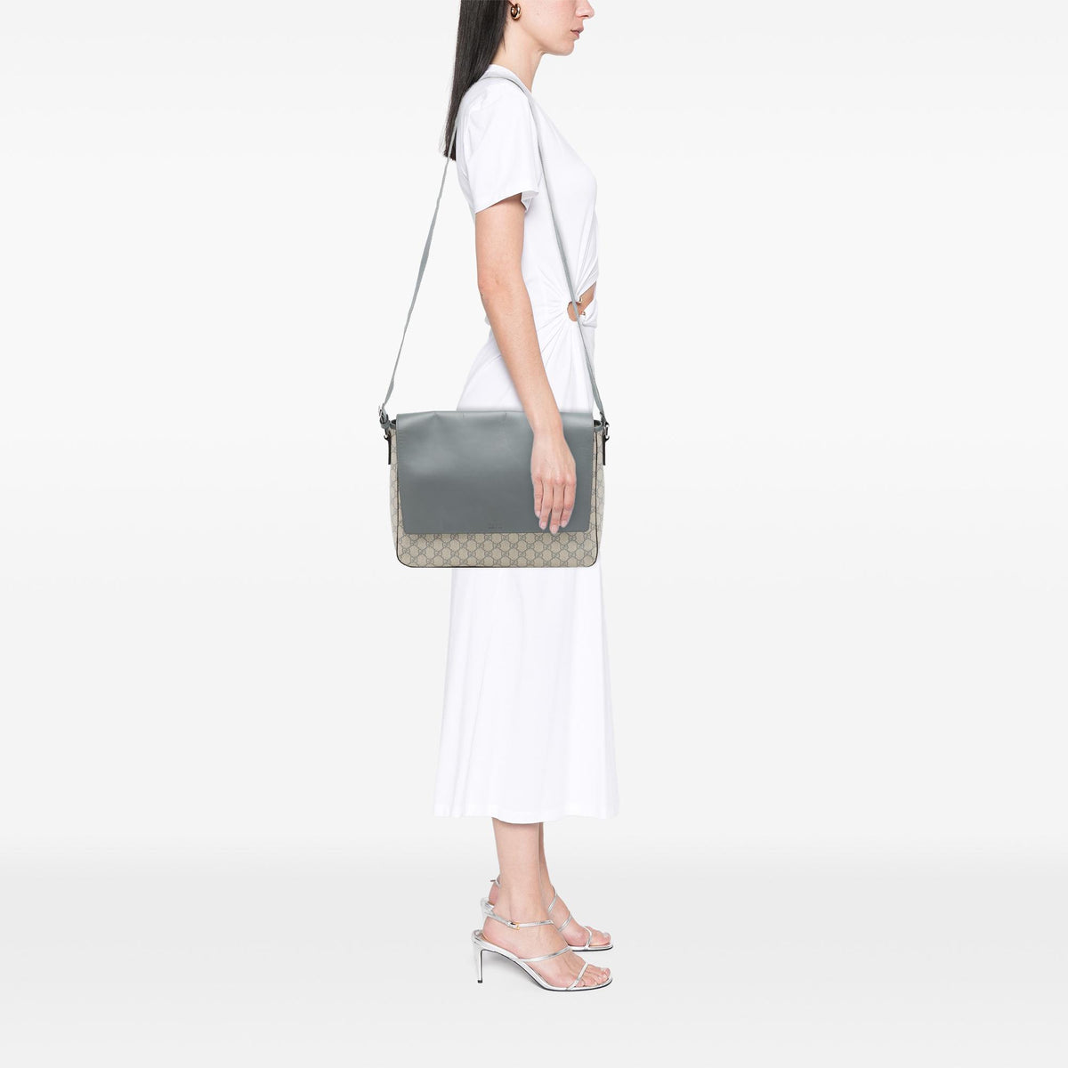 Gucci GG Supreme and Calfskin Flap Crossbody
