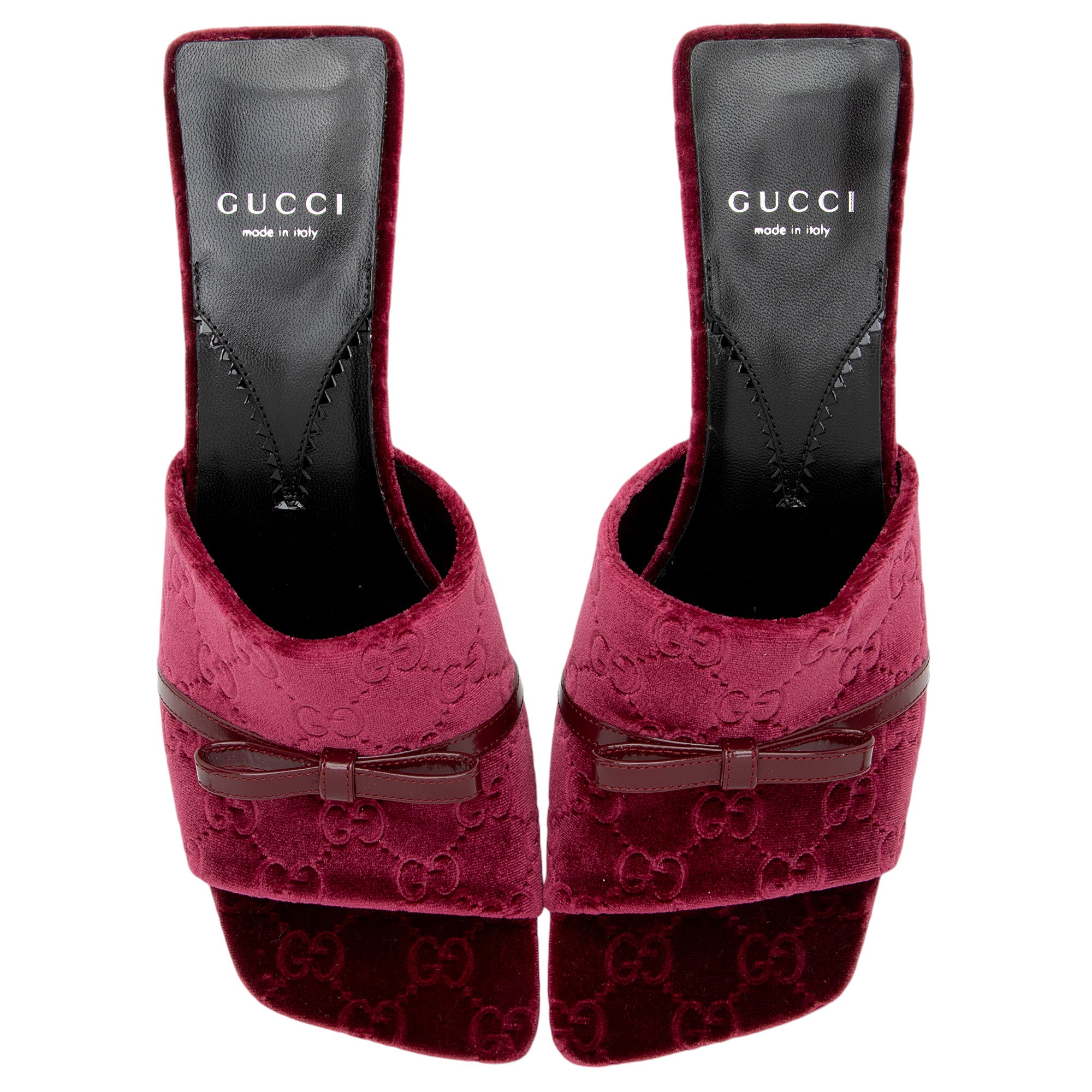 Gucci GG Velvet Bow Slide Sandals - Size 8.5 / 38.5 (SHF-EQf1eQ)