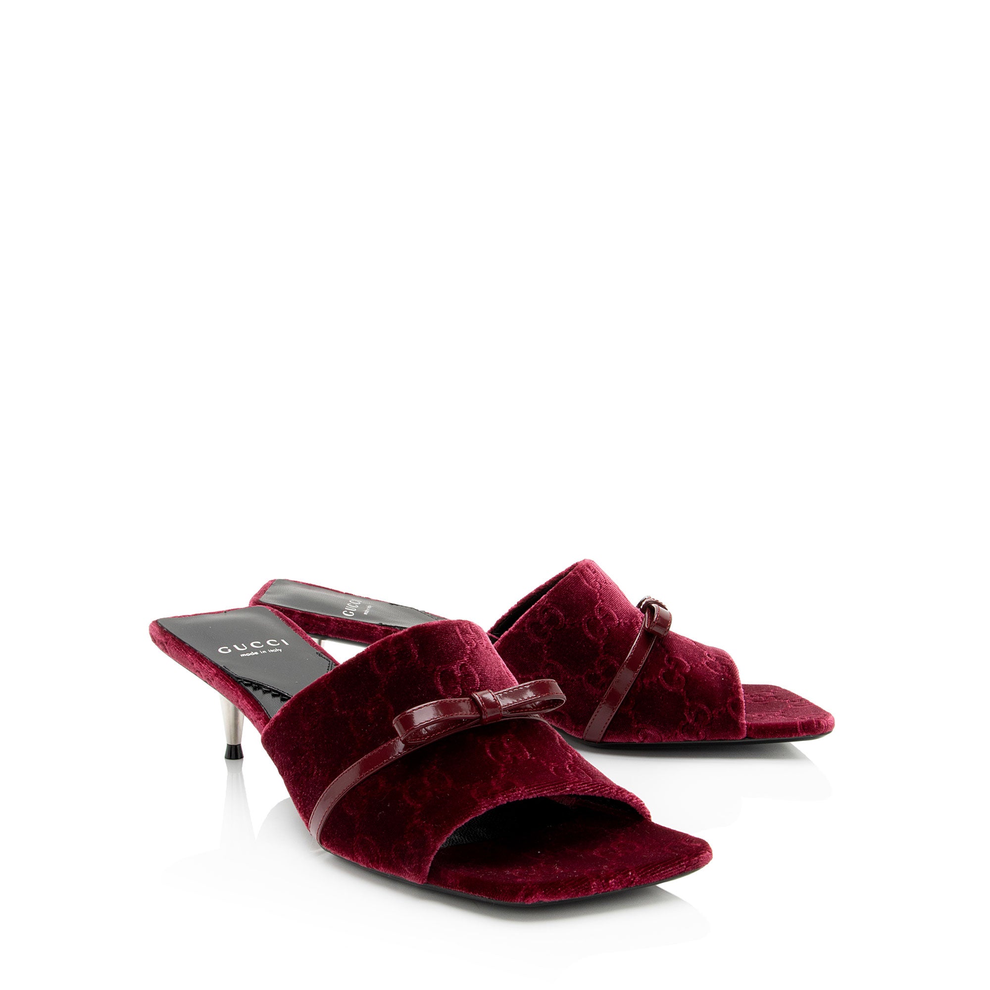 Gucci GG Velvet Bow Slide Sandals - Size 8.5 / 38.5 (SHF-EQf1eQ)