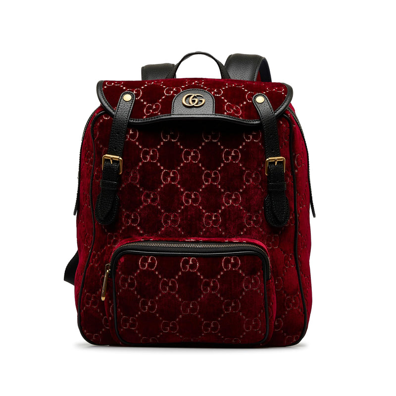 Gucci GG Velvet Double Buckle Backpack (SHG-l75XOb)