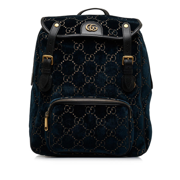 Gucci GG Velvet Double Buckle Backpack (SHG-ew8ThP)