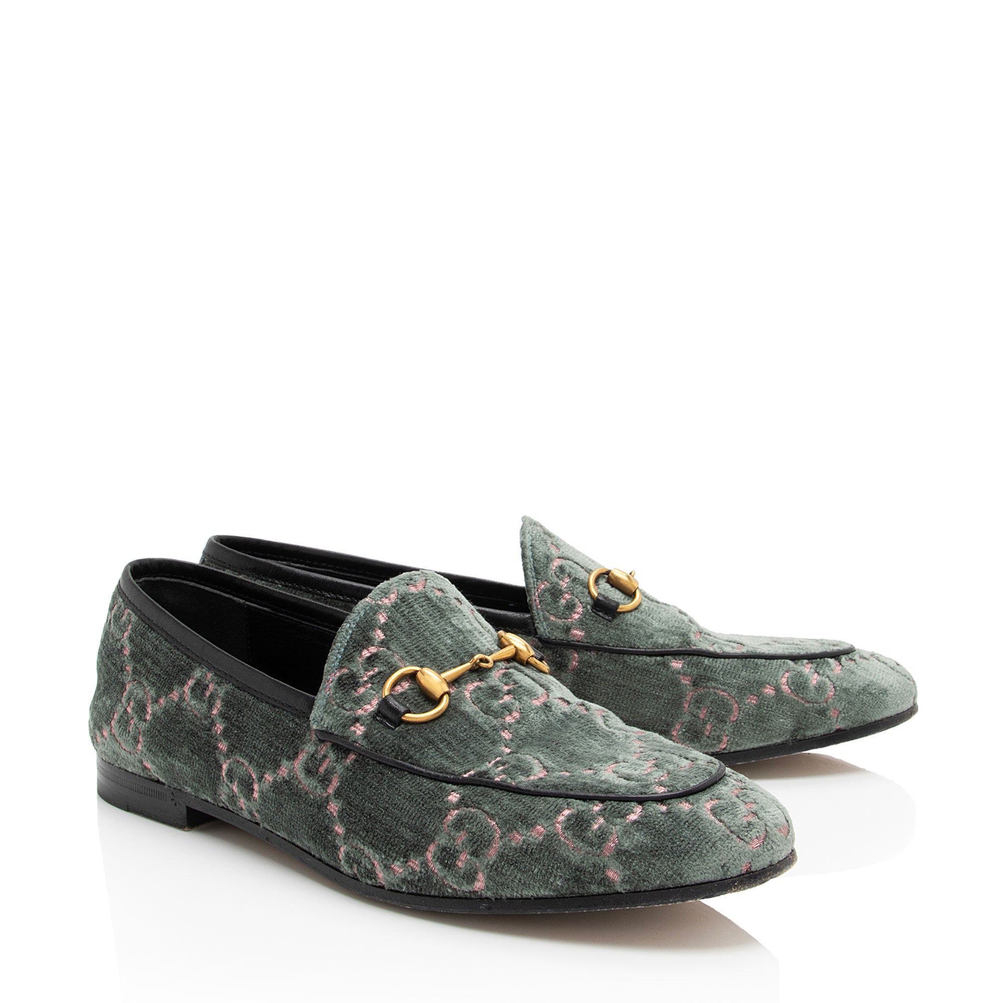 Gucci GG Velvet Horsebit Jordaan Loafers - Size 7.5 / 37.5 (SHF-CwVrAN)