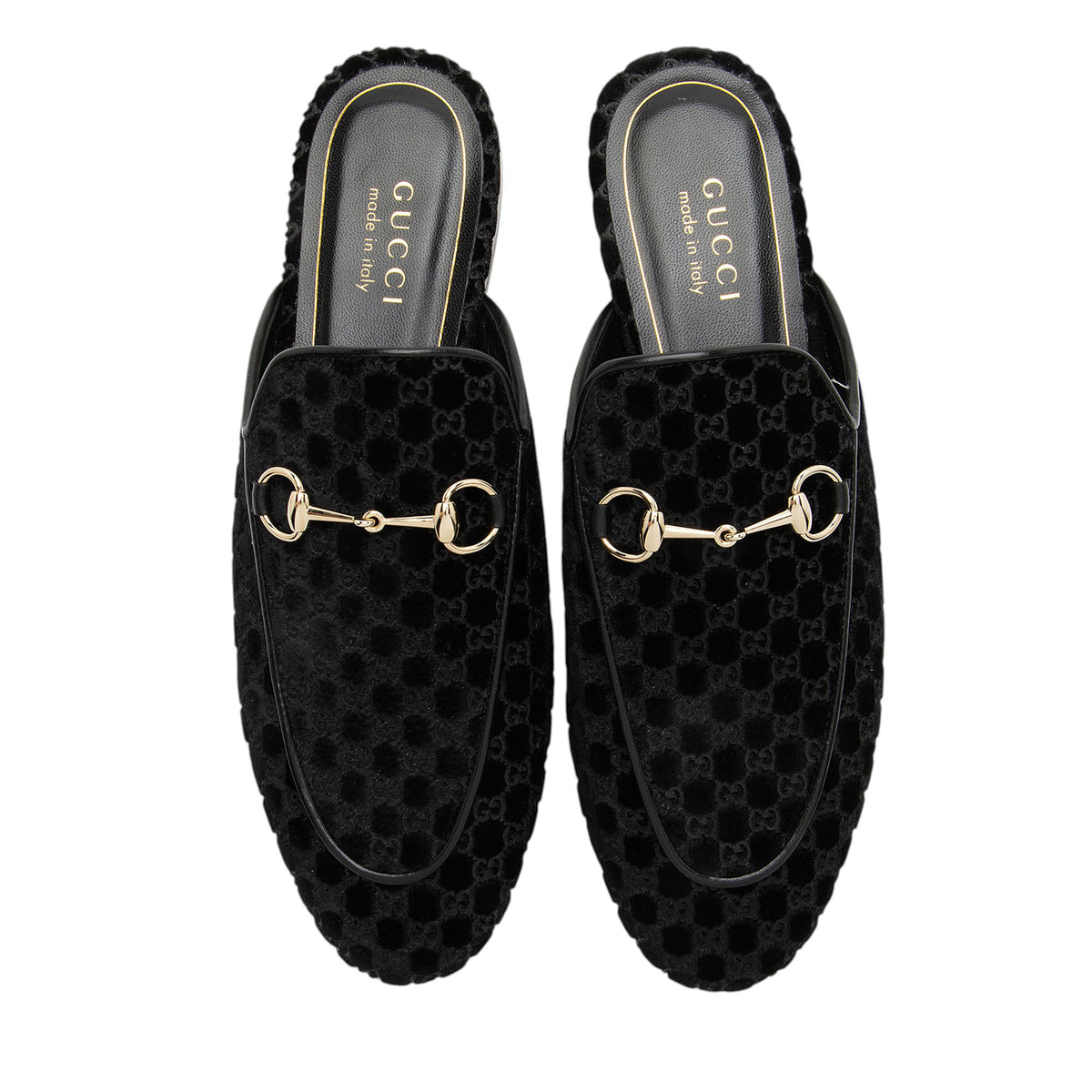 Gucci GG Velvet Princetown Mules - Size 8.5 / 38.5