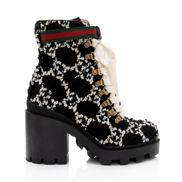 Gucci GG Wool Combat Boots - Size 7 / 37 (SHF-QorvyW)