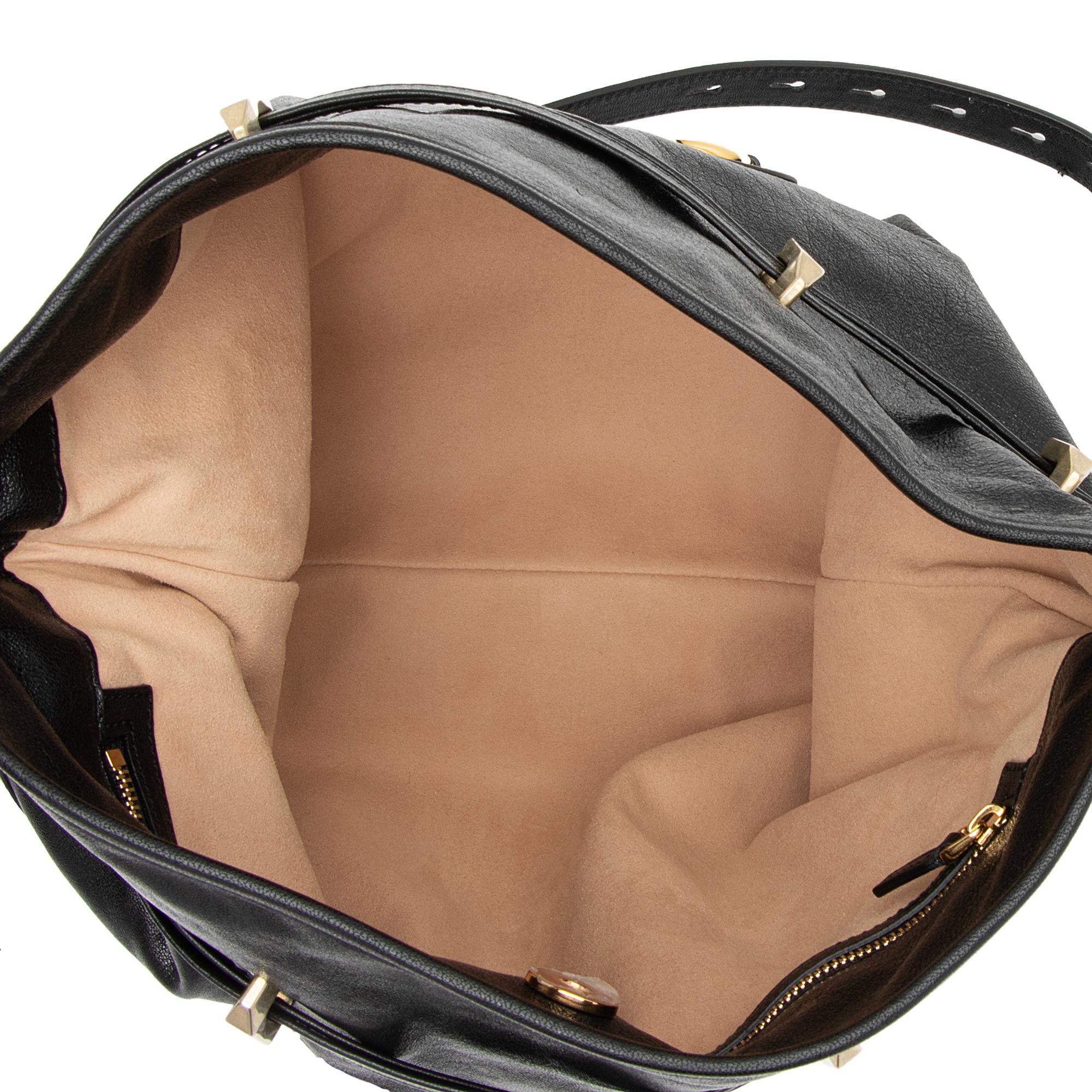 Gucci Glazed Calfskin Horsebit 1955 Morsetto Drawstring Shoulder Bag (SHF-4zXuXi)