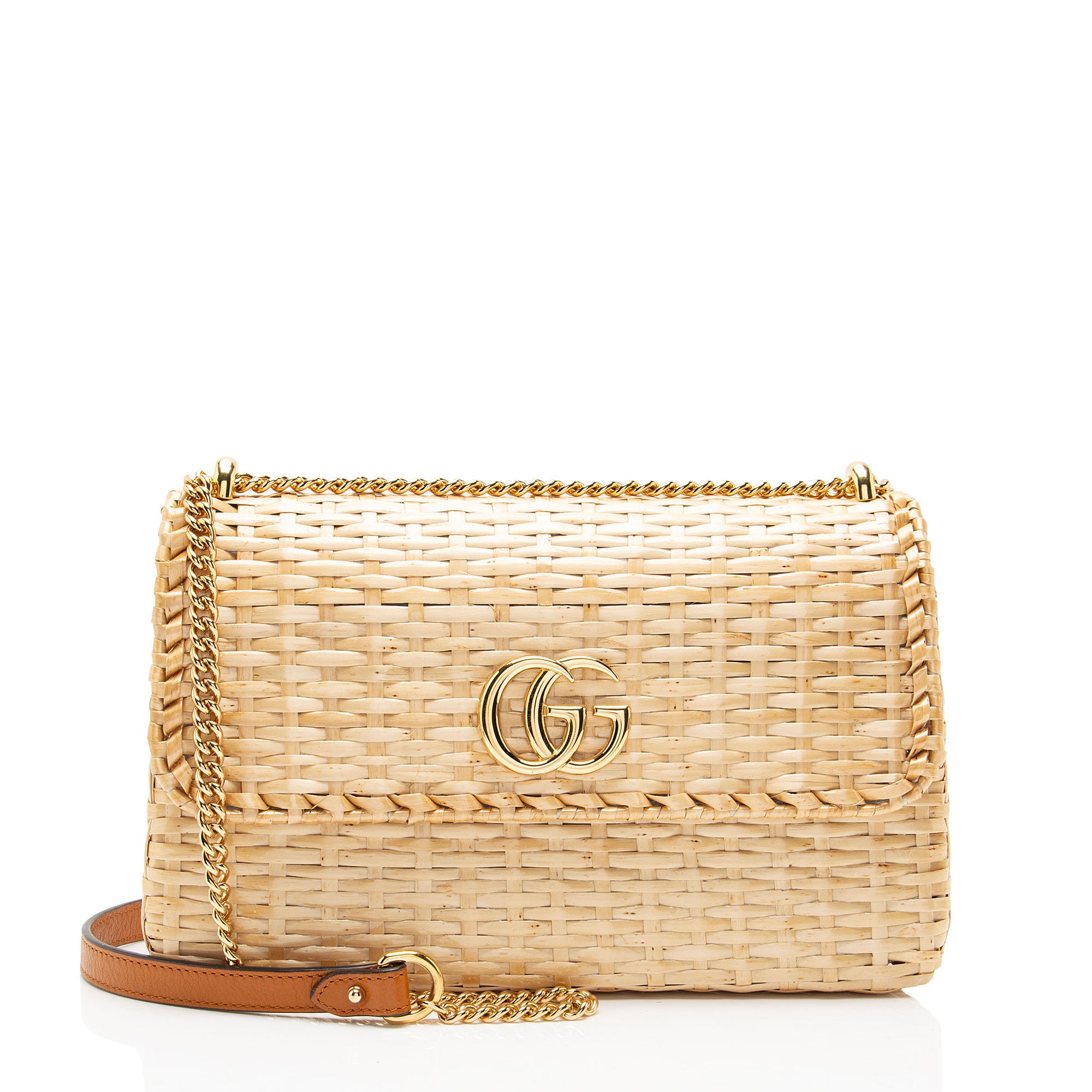 Gucci Glazed Wicker Cestino Linea Small Shoulder Bag