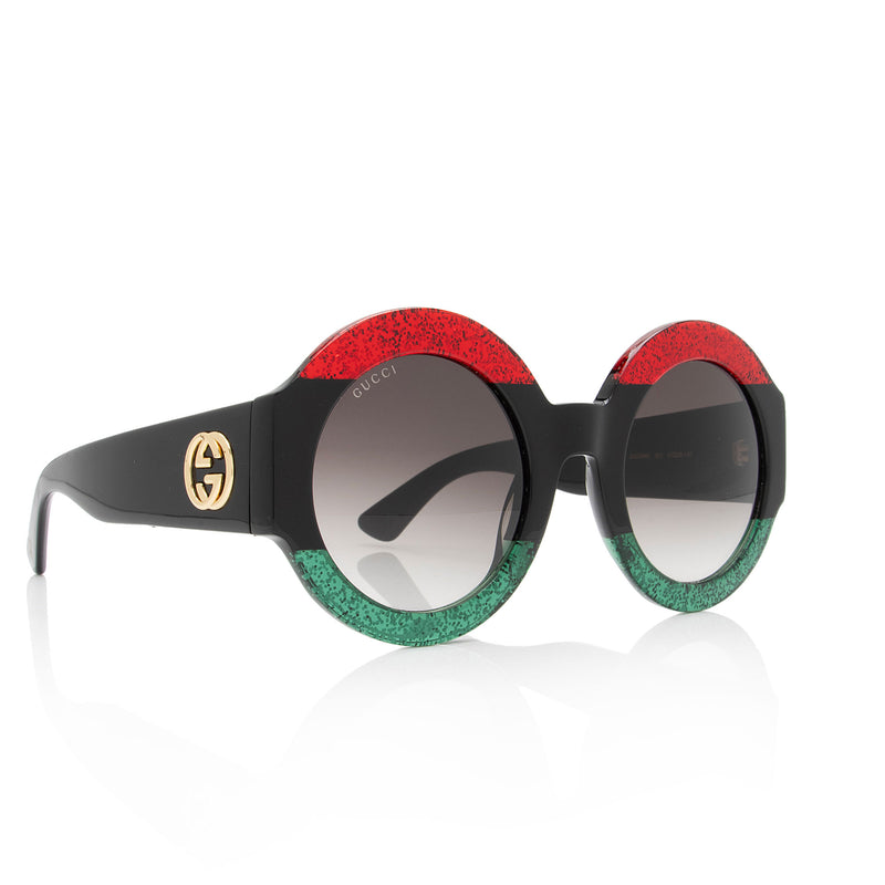 Gucci Glitter Web Interlocking G Oversize Round Sunglasses (SHF-lfFzn6)