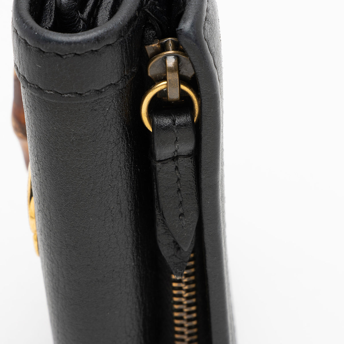 Gucci Grained Calfskin Bamboo Diana Compact Trifold Wallet