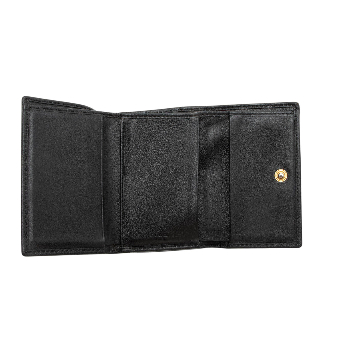 Gucci Grained Calfskin Bamboo Diana Compact Trifold Wallet