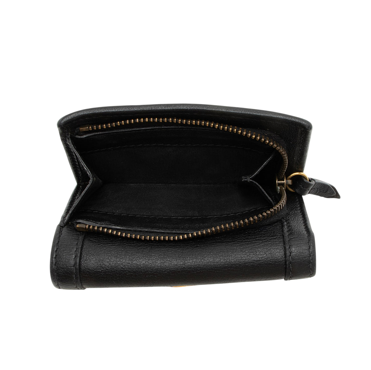 Gucci Grained Calfskin Bamboo Diana Compact Trifold Wallet
