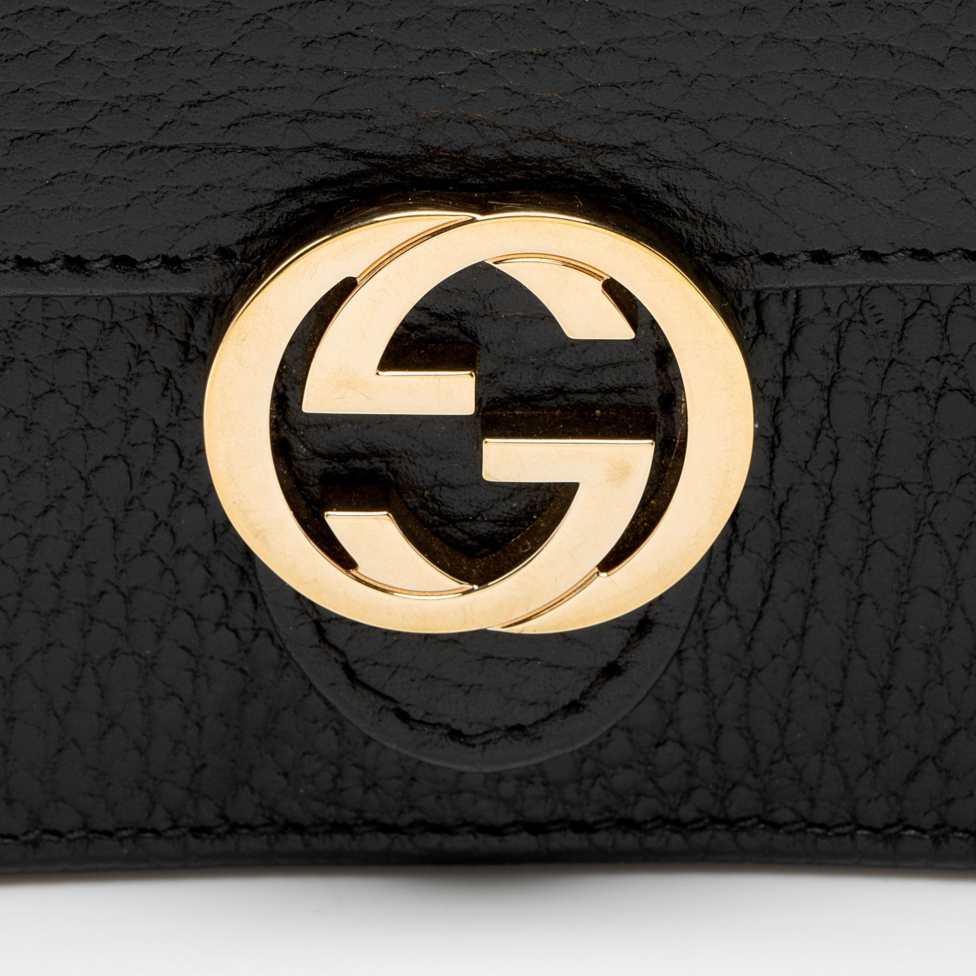 Gucci Grained Calfskin Interlocking G Chain Wallet