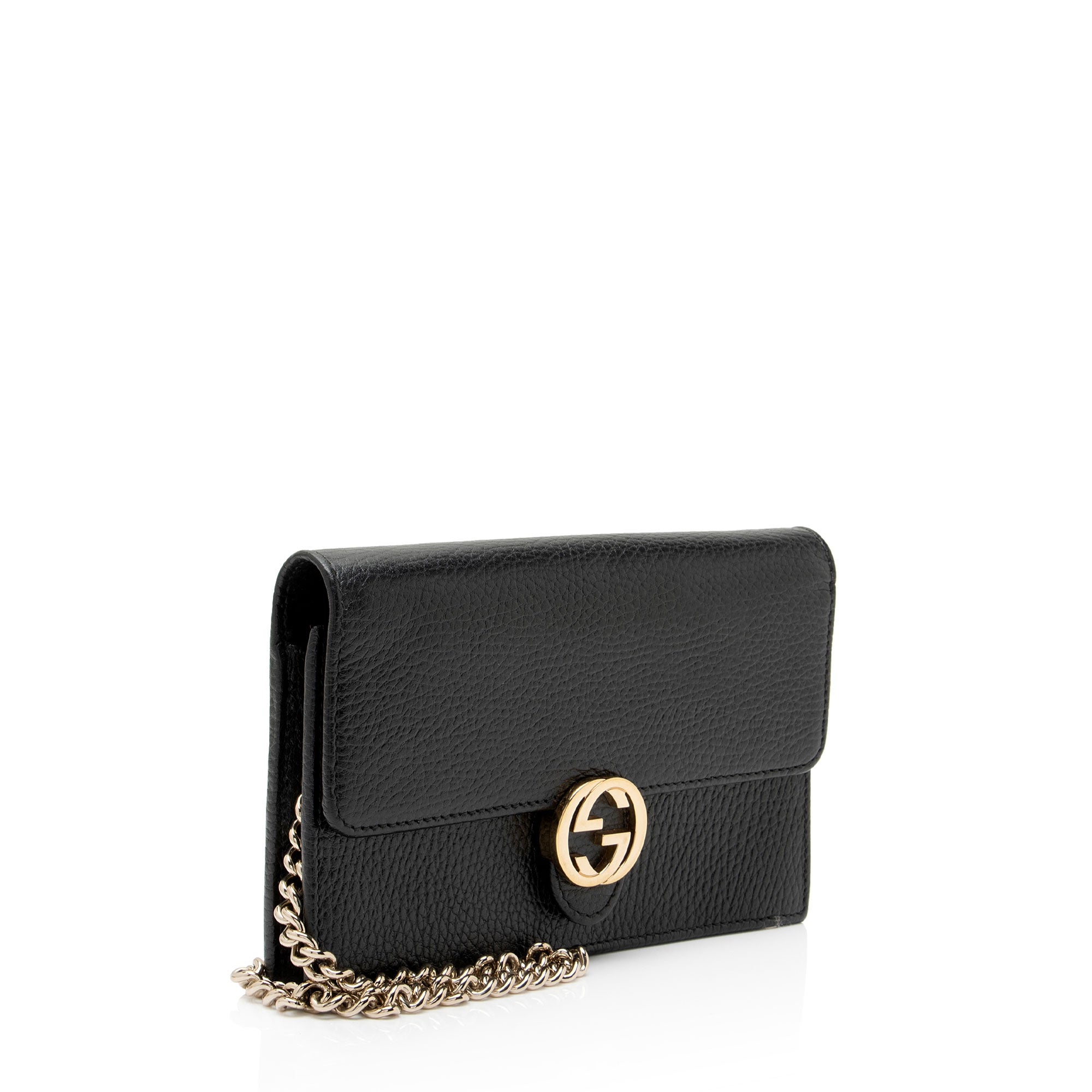 Gucci Grained Calfskin Interlocking G Chain Wallet