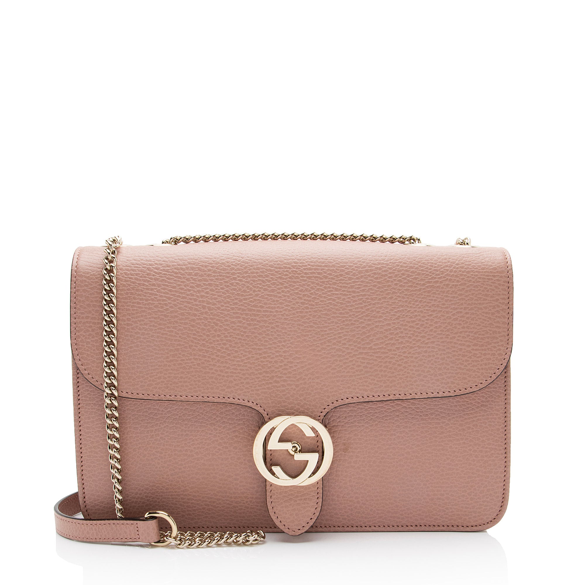 Gucci Grained Calfskin Interlocking G Medium Shoulder Bag