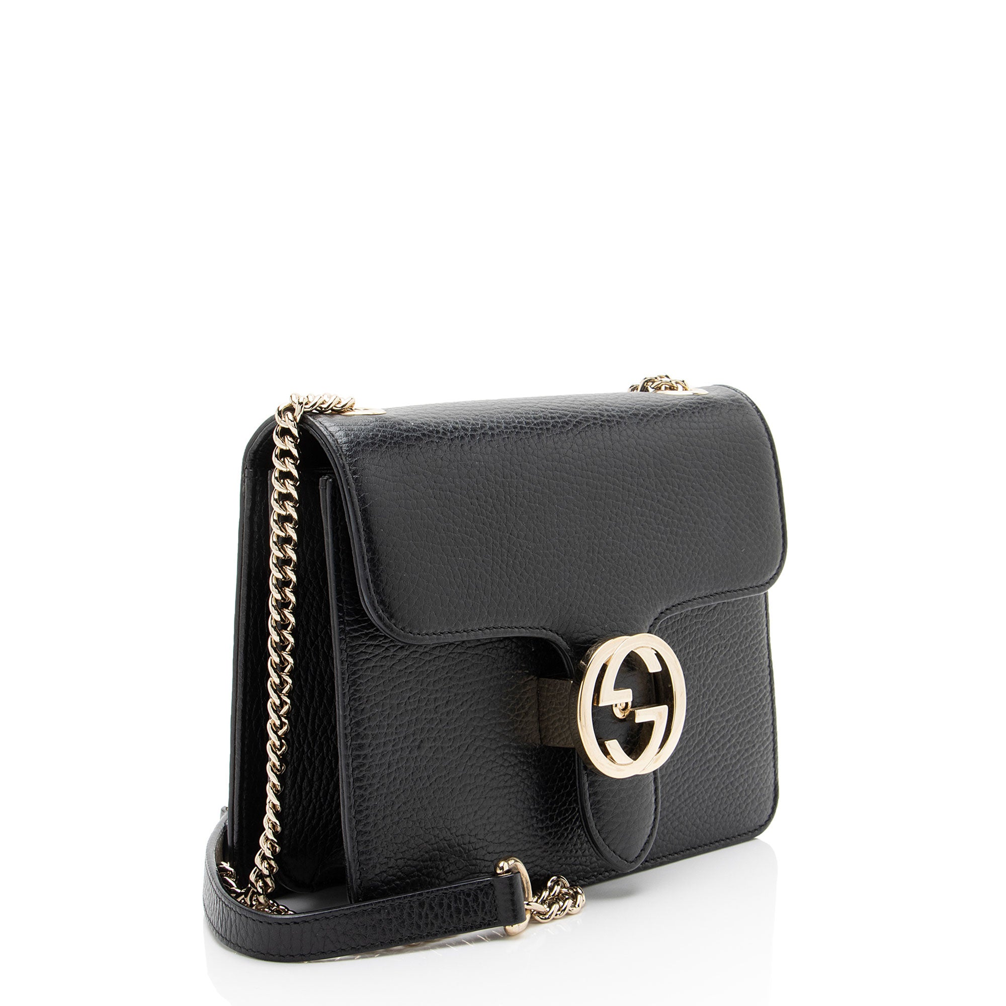 Gucci Grained Calfskin Interlocking G Small Shoulder Bag