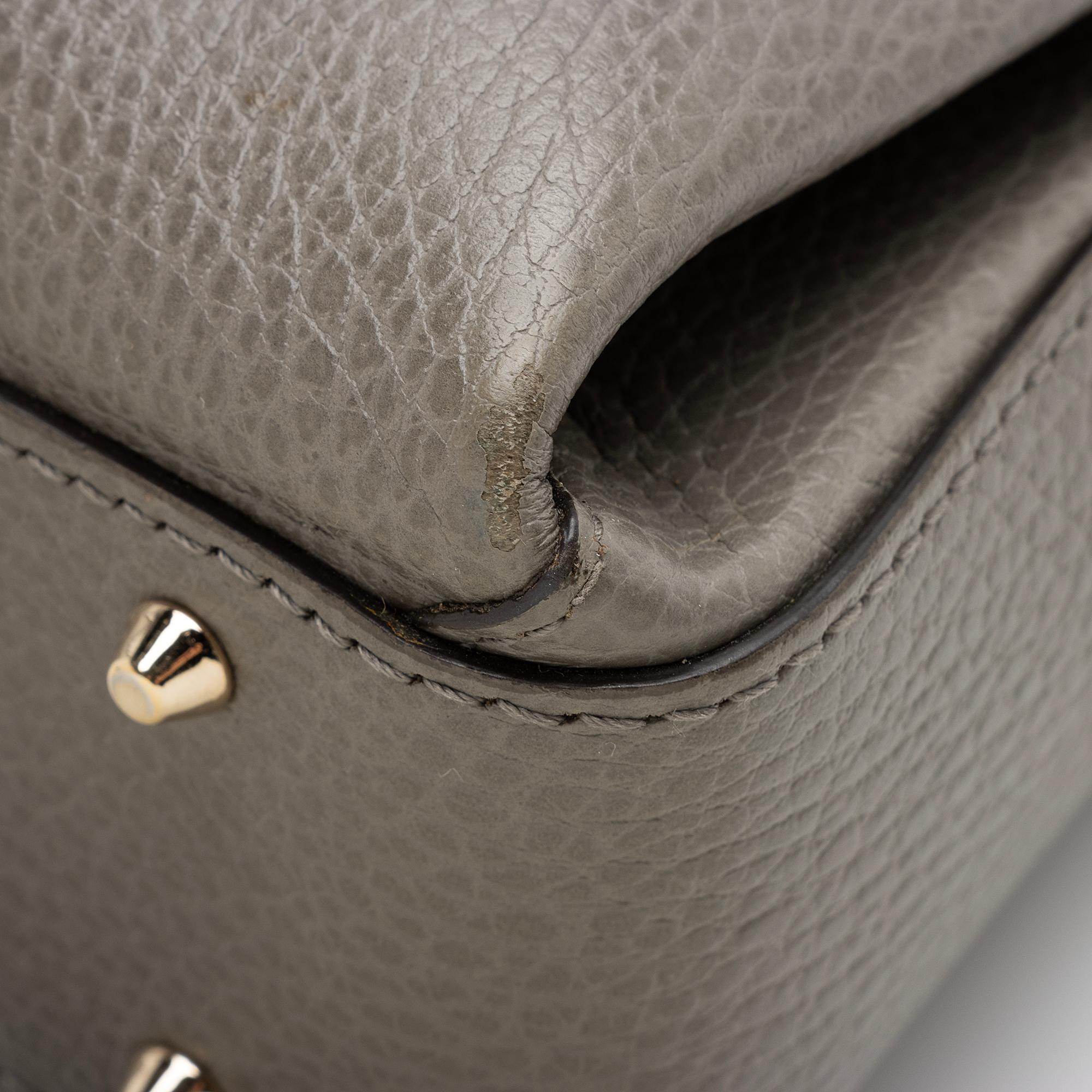 Gucci Leather Interlocking G Small Top Handle