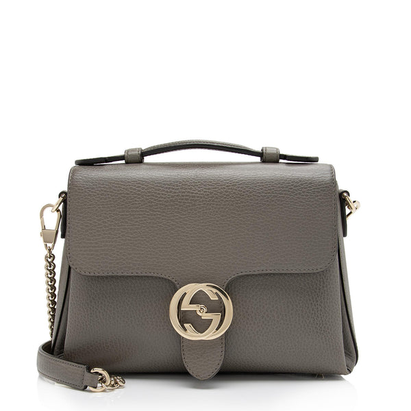 Gucci Calfskin Interlocking G Top Handle Small Shoulder Bag (SHF-gs8UTn)