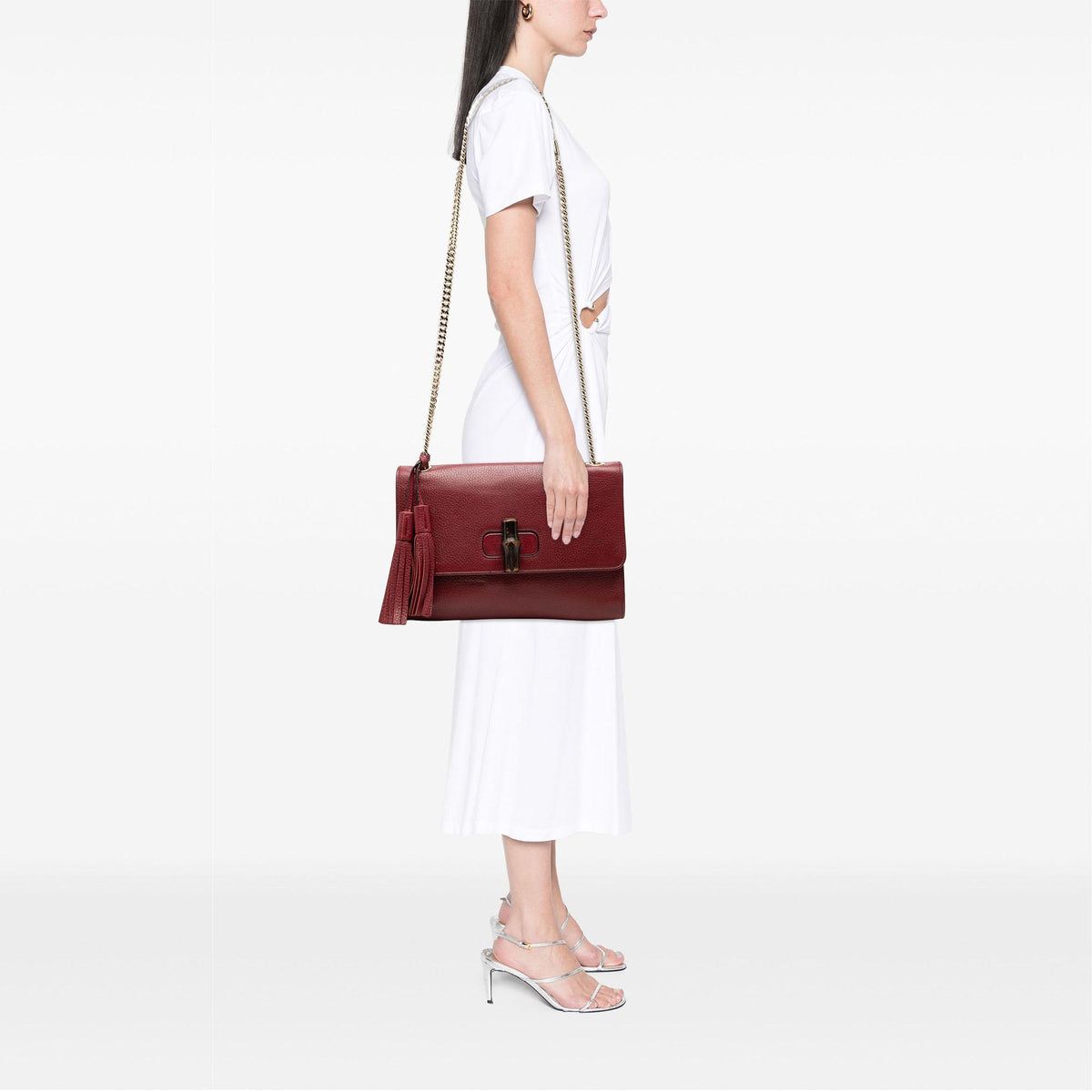 Gucci Grained Calfskin Logo Half Moon Crossbody
