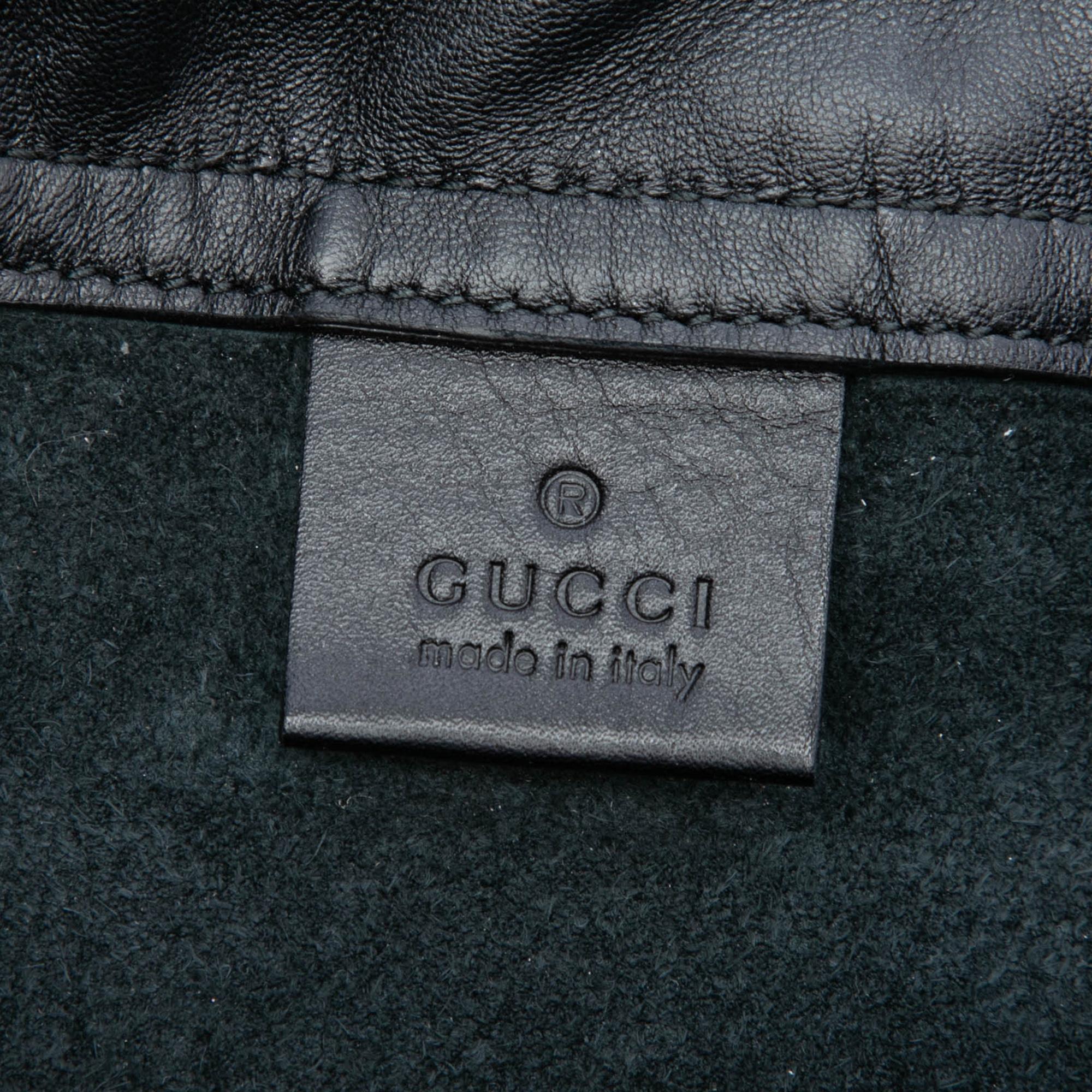 Gucci Grained Calfskin Web Logo Drawstring Backpack